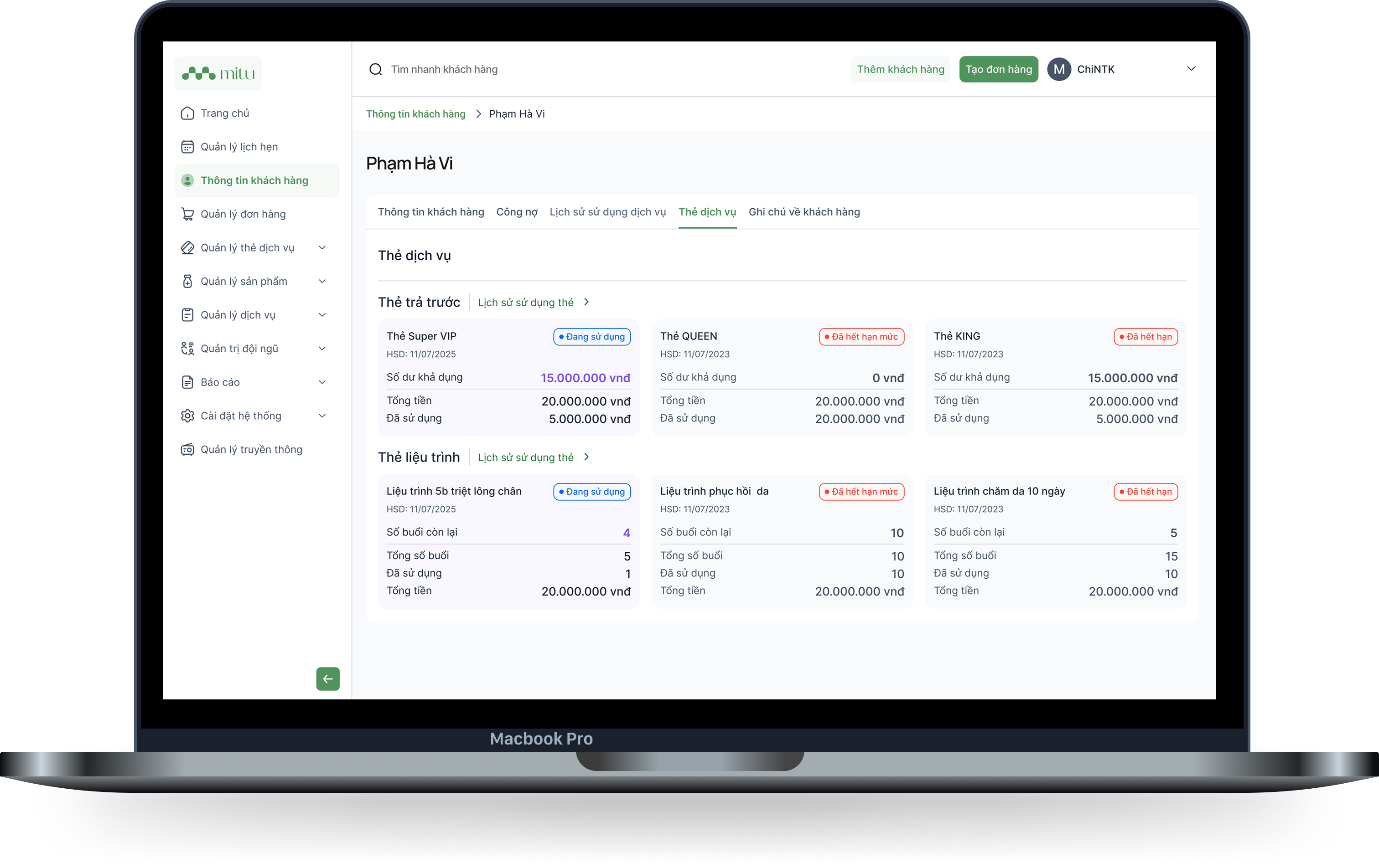 Phần mềm quản lý spa (Mitu) preview 1