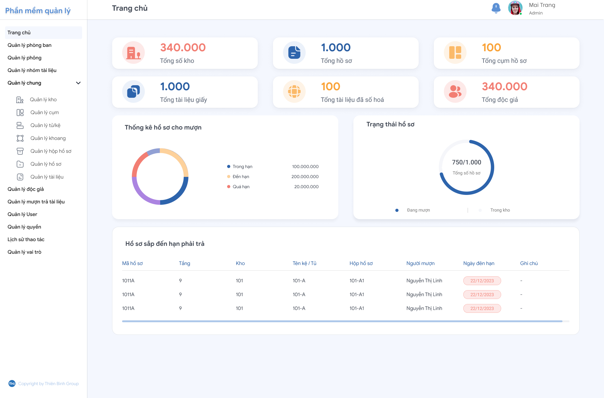 Website quản lý hồ sơ preview 1